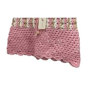 NEW PLANET SEA girl's crochet skirt in pink tan and white